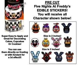 Five Nights at Freddy's Edible Cake Stickers Edible Decal Cut Outs FNAF Cake