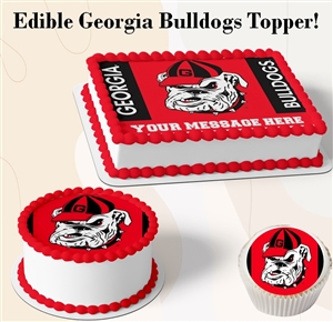 Georgia Bulldogs Edible Image for Cake, Cookies, Cupcakes. Sports Bulldogs Theme