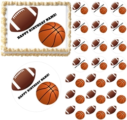 Sports Football Basketball Edible Cake Topper Image Frosting Sheet