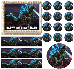 Godzilla Monster Breathing Fire Edible Cake Topper Frosting Sheet - All Sizes!