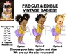 PRE-CUT Lavender Purple Gold Vintage Baby EDIBLE Cake Topper Image Afro Puffs