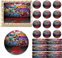 Grunge Graffiti Wall Edible Cake Topper Image Cupcakes Graffiti Edible Image