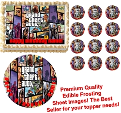 GRAND THEFT AUTO V GTA 5 Edible Cake Topper Image Frosting Sheet-All Sizes!