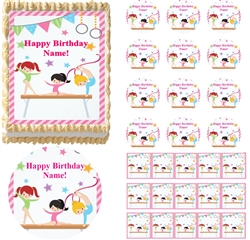 GYMNASTICS Girls Gymnast Tumbling Beam Edible Cake Topper Image Frosting Sheet - All Sizes!