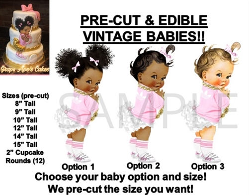Baby Girl Cake Topper Edible Cake Decorations Baby on White 