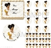 Ivory Peach and Gold Dark Skin Afro Baby EDIBLE Cake Image Ruffle Pants Baby