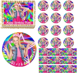 JoJo Siwa Rainbow Colors EDIBLE Cake Topper Cupcakes Sugar Sheet Decoration