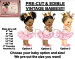 PRE-CUT Light Pink Princess Ballerina Baby EDIBLE Cake Topper Image Gold Crown