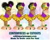 Mardi Gras Baby Girl Centerpiece with Stand OR Cutouts