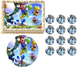 Super Mario Luigi Yoshi Edible Cake Topper Frosting Sheet - All Sizes!