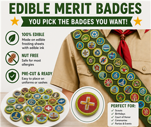 Edible Merit Badge Toppers for cakes, cupcakes, cookies and sashes! Boy Scout, Eagle Scout, Court of Honor