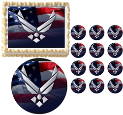 United States AIR FORCE Military Edible Cake Topper Frosting Sheet - All Sizes!