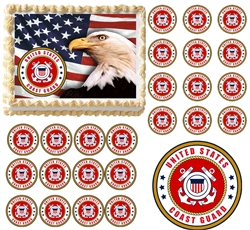 United States COAST GUARD Emblem Logo Military Edible Cake Topper Frosting Sheet - All Sizes!