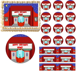 Retro MOVIE THEATER Movie Night Edible Cake Topper Image Frosting Sheet - All Sizes!