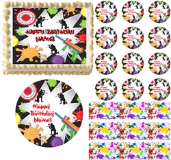 PAINTBALL Splatter Laser Tag Party Edible Cake Topper Image Frosting Sheet - All Sizes!
