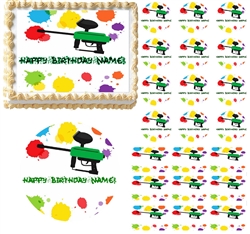 Paintball Splatter Paintball Gun Edible Cake Topper Image Frosting Sheet Cake