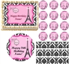 Black and White PARIS Damask Eiffel Tower Bonjour Edible Cake Topper Image Frosting Sheet