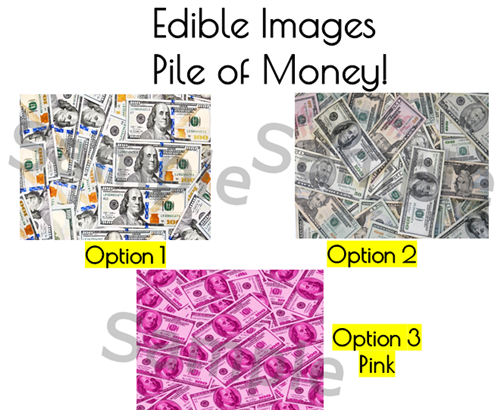 Pile of Money Edible Image for Cake and Cupcakes, Edible Money Cake Image,  Pink Pile of