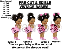 PRE-CUT Pink Ladybug Wings Afro Puffs Bun Baby EDIBLE Cake Topper Image Wings