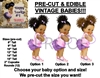 PRE-CUT Pink Lavender Ruffle Pants Afro Puffs Bun Baby EDIBLE Cake Topper Image