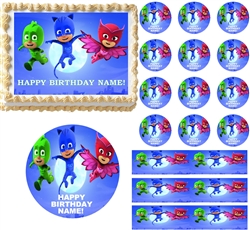 Flying PJ MASKS Edible Cake Topper Image Frosting Sheet Cake Cupcakes NEW