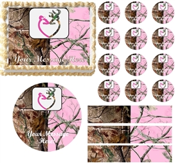 Realtree Pink Realtree WEDDING BUCK DOE Edible Cake Topper Frosting Sheet - All Sizes!