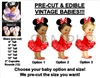 PRE-CUT Red and White Mouse Ears Vintage Baby Girl EDIBLE Cake Topper Image Tutu