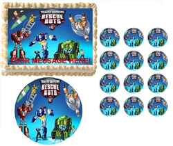Transformers Rescue Bots Characters Edible Cake Topper Frosting Sheet - All Sizes!