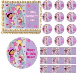 Girls ROCK CLIMBING Edible Cake Topper Image Frosting Sheet Cupcakes Decorations