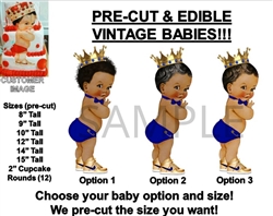 PRE-CUT Little Prince Royal Blue Bow Tie EDIBLE Cake Topper Image Prince Shoes