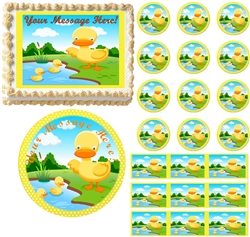 RUBBER DUCKIES Duck First Birthday Baby Shower Edible Cake Topper Image Frosting Sheet - All Sizes!