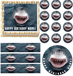 SHARK ATTACK Shark Party Edible Cake Topper Frosting Sheet Image-ALL SIZES! NEW