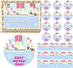 Girl ICE SKATING Ice Skates Party Edible Cake Topper Image Frosting Sheet