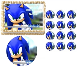 Sonic the Hedgehog Face Party Edible Cake Topper Frosting Sheet - All Sizes!