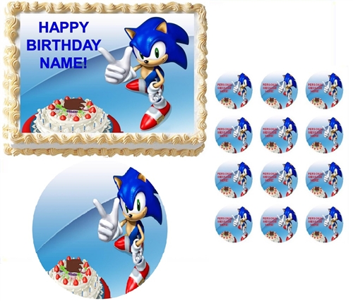 Sonic the Hedgehog Pointing Party Edible Cake Topper Frosting Sheet - All  Sizes!