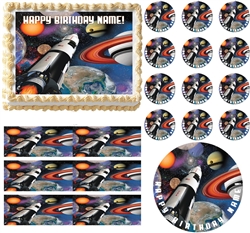 OUTER SPACE ROCKET SHIP Party Edible Cake Topper Image Frosting Sheet-all sizes!