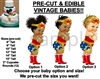 Pre-Cut Woman Superhero Red Boots Baby EDIBLE Cake Topper Image