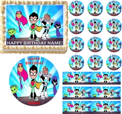 TEEN TITANS GO Characters Edible Cake Topper Image Frosting Sheet Cake Decoration