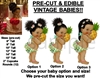 PRE-CUT Tropical Afro Baby Girl Holding Pineapple EDIBLE Cake Topper Image Baby