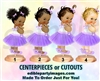Tulle Party Dress Baby Girl Centerpiece with Stand OR Cut Outs, Lavender Purple Slippers Bows