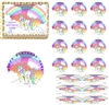 Pastel Rainbow Unicorn Clouds Stars EDIBLE Cake Topper Image Cupcakes Decoration