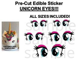 Pre Cut Bright Large Unicorn Eyes EDIBLE Cake Stickers Decals Unicorn Eyes Face