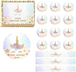 Magical Unicorn Face Flowers EDIBLE Cake Topper Image Frosting Sheet Cupcakes