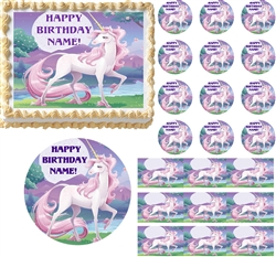 Magical UNICORN FANTASY Party Edible Cake Topper Image Frosting Sheet Cake NEW
