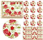 Vintage Red Roses Floral Flower Edible Cake Topper Image Frosting Sheet Cake NEW