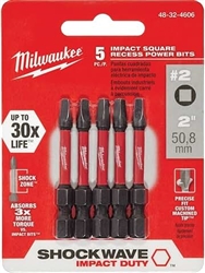 Screw Driver Bit Square  2"  5 Pack