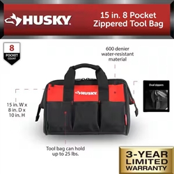 Tool Bag 15" 8 Pocket Zippered