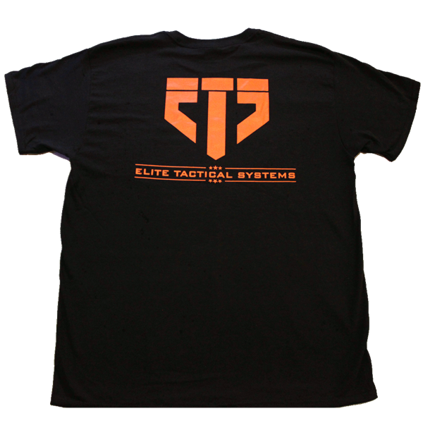 ETS Logo T-shirt, Black with Orange Logo