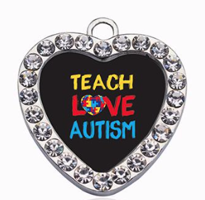 Charm corazÃ³n "TEACH, LOVE, AUTISM" para maestras