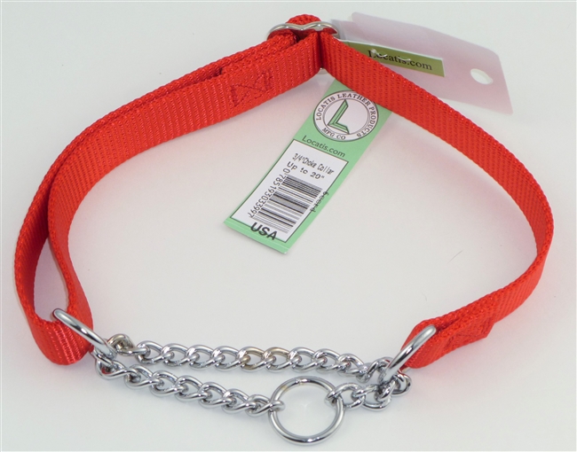 3/4" Adj. (to 20") Nylon/Chain Martingale Collar